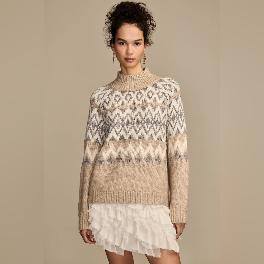 Lucky Brand Fair Isle Mock Neck Sweater NWT